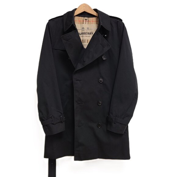 Burberry Women's Short Kensington Heritage Trench Coat Black Sz 12 / L LATEST - Picture 3 of 16